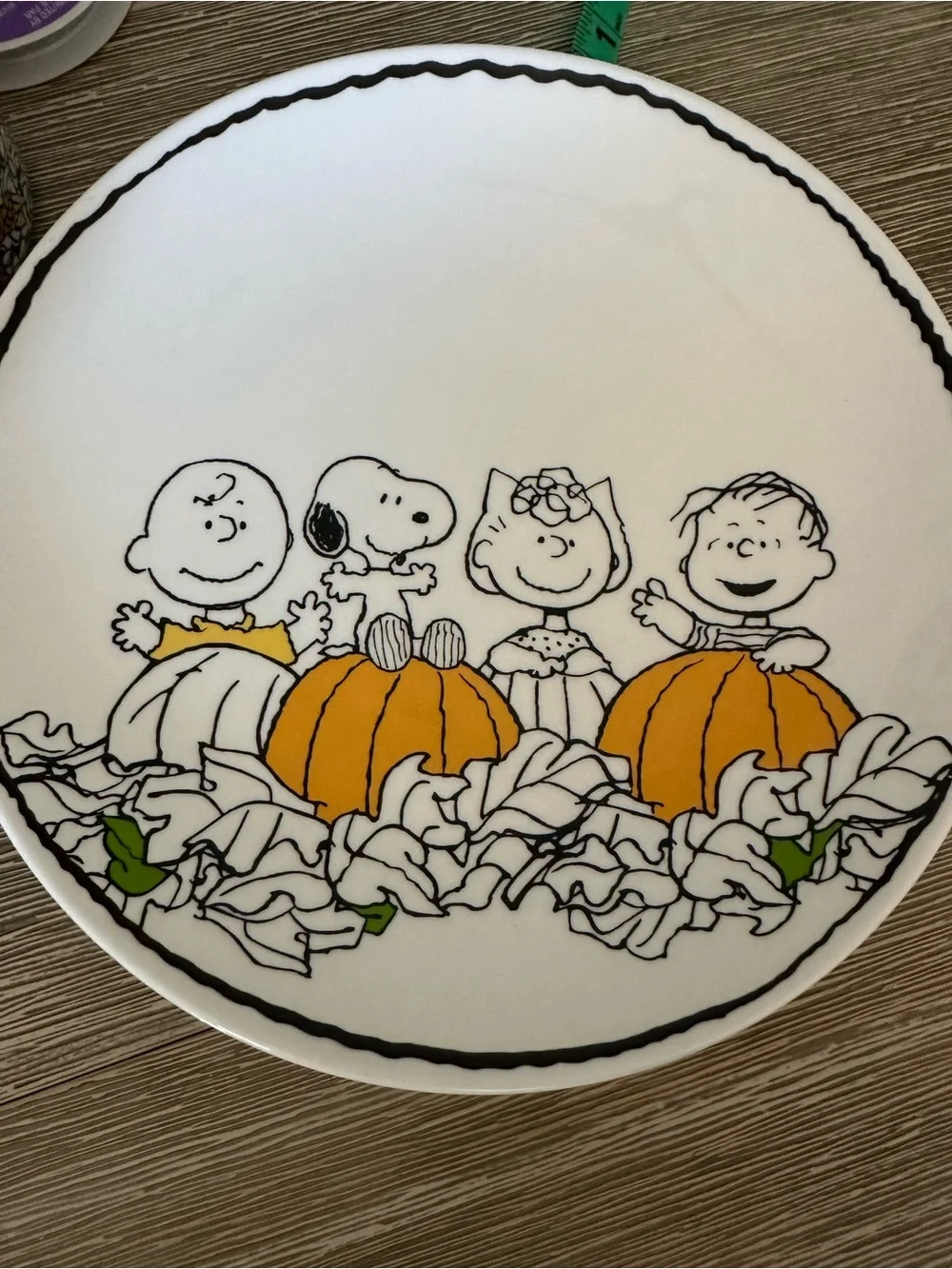 ThreePeanuts Snoopy & Charlie Brown 'Boo’ Plates - White & Yellow